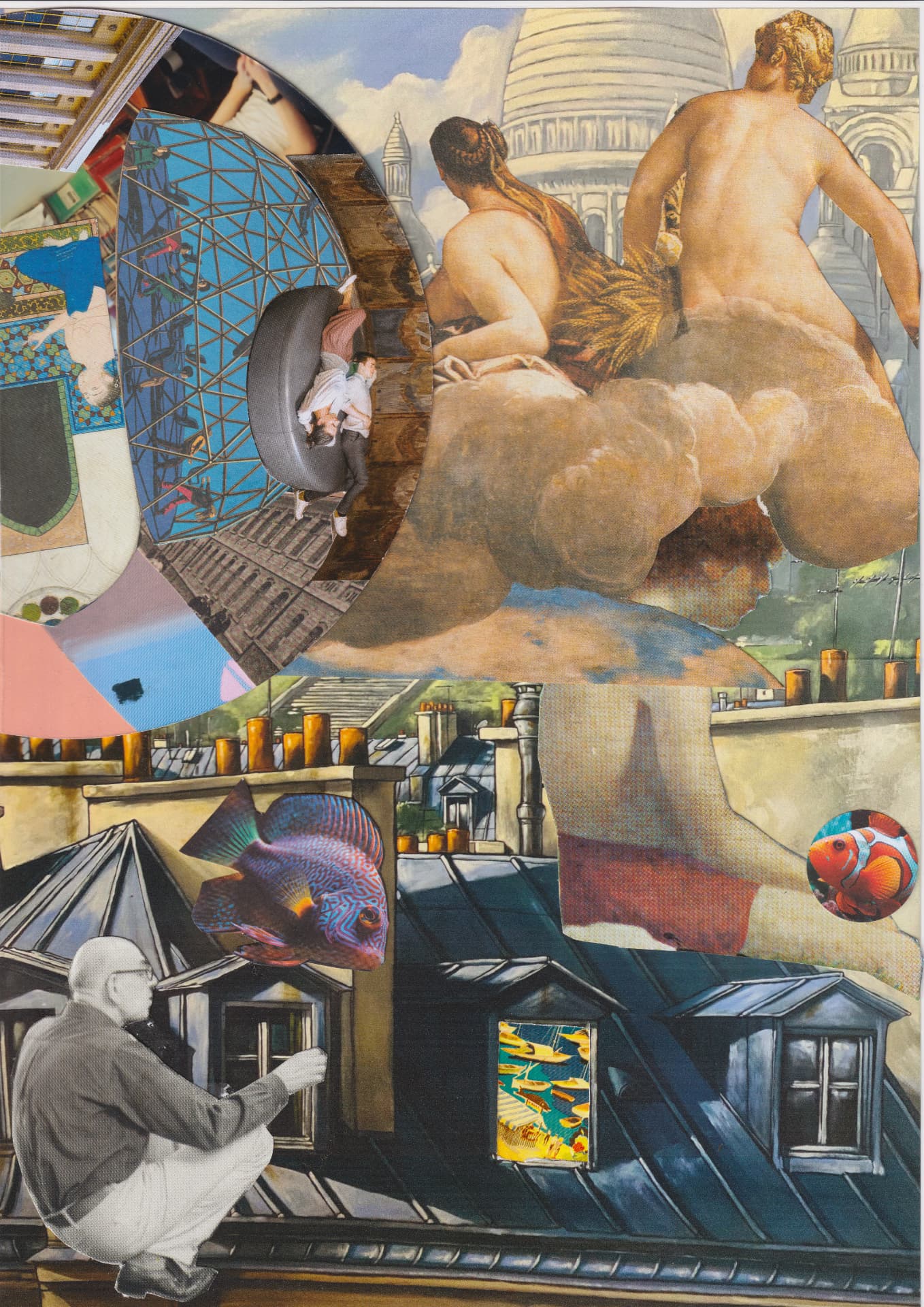Collage contemporaine — Ali Atakay — Domesticité dans le 18ème — 21 × 29.7 cm — 2023 — ACTA Gallery