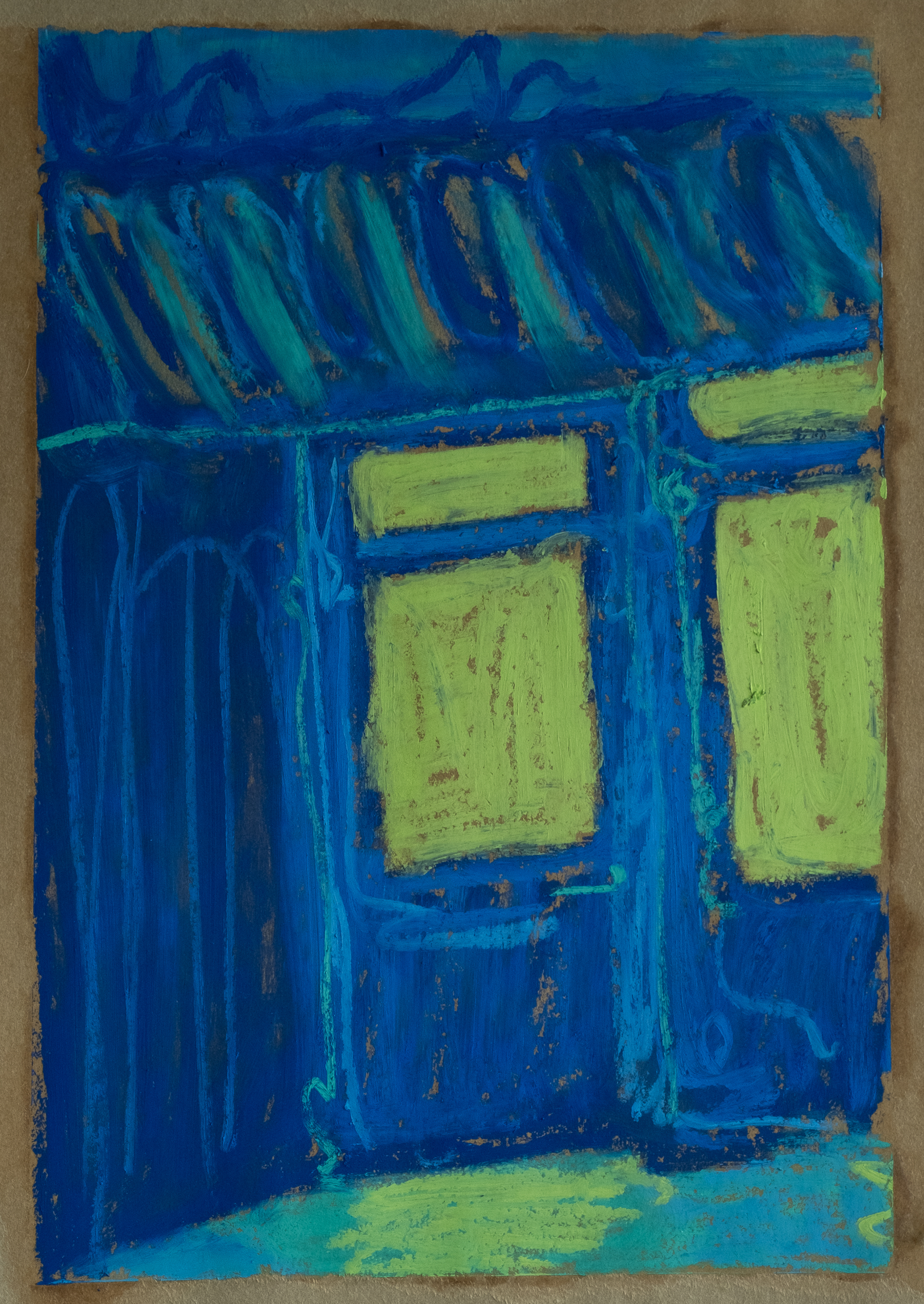 Pastel à l'huile contemporaine — Lilia Houissa — Blue nightscape — 42 × 29 cm — 2025 — ACTA Gallery
